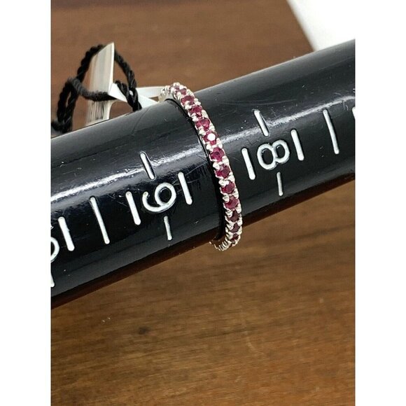 Suzy Levian Eternity Ring 14k White Gold Ruby 2mm Wedding Band Women's S… - Picture 9 of 14